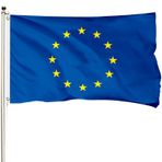 FSFLAG Avrupa Birliği Bayrağı 3x5Ft, AB Bayrağı 400D Güçlendirilmiş Polyester, İki Pirinç Halkalı, Avrupa Birliği Bayrakları Dış Mekan Tamamen El Yapımı Solmaya Direnç AB Bayrağı Ulusal Bayraklar