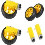 Fsfyb 2 Adet Dc Elektrik Motoru 3-6 V Çift Şaftlı Dişli Tt Manyetik Şanzıman Motoru, 2 Adet Plastik Araba Lastiği Tekerleği, Mini Φ67MM Akıllı Rc Araba Robot Lastikleri Model Dişli Parça (Yurt Dışından)