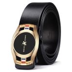 Fsfyb Kemer Erkek Iç Giyim Alaşımlı Otomatik Tokalı Kemer (Yurt Dışından) - 115 cm - Bordo - Metalik Altın Sarısı