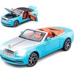 Fsfyb Yeni Sürüm - Zarif Araba Modeli 1/24 Rolls-Royce Şafak Model Araba, Çinko Alaşımlı Yetişkinler ve Çocuklar Için Ses ve Işık ile Geri Çekin Oyuncak Araba Hediye. (Mavi) (Yurt Dışından)
