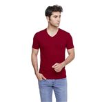 FSM1453 ERKEK KISA KOLLU ATLET PAMUKLU V-YAKA KLASİK RENKLİ T-SHİRT - 422-1 (L, Falu Red)