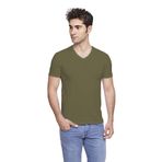 FSM1453 ERKEK KISA KOLLU ATLET PAMUKLU V-YAKA KLASİK RENKLİ T-SHİRT - 422-1 (M, Olive Branch)