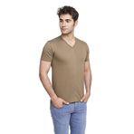 FSM1453 ERKEK KISA KOLLU ATLET PAMUKLU V-YAKA KLASİK RENKLİ T-SHİRT - 422-1 (M, Toprak)