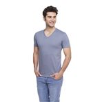 FSM1453 ERKEK KISA KOLLU ATLET PAMUKLU V-YAKA KLASİK RENKLİ T-SHİRT - 422-1 (XS, Koyu Gri)