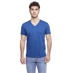 FSM1453 ERKEK KISA KOLLU ATLET PAMUKLU V-YAKA KLASİK RENKLİ T-SHİRT - 422-1 (XXL, İndigo)