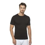 FSM1453 Erkek Pamuklu Sıfır Yaka Kısa Kollu Atlet Likralı T-shirt - 1030-1 (XXL, SİYAH)