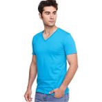 Fsm1453 Erkek V Yaka T-Shirt - XS - Mavi