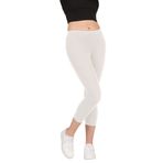 FSM1453 KADIN PAMUKLU KAPRİ BOY DİZ ALTI LİKRALI TAYT (Beyaz, 3XL)
