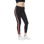 FSM1453 KADIN PAMUKLU YANI KIRMIZI ÇİZGİ BİLEK BOY LİKRALI SPORCU TAYT -4903-4078-1 (XL, Siyah)