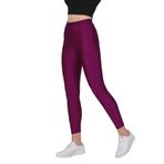 FSM1453 KADIN PARLAK BİLEK BOY ORTA YÜKSEK BEL SLİM FİT RENKLİ SPORCU TAYT - 4892-1 (XXL, Mor)