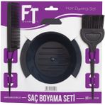 FT Saç Boyama Seti 3 Parça - Boya Tası + Boya Fırçası + Krepe Tarağı
