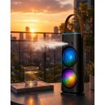 Fta Ticaret Şarjlı Buharlı Serinletici Fan Rgb Işıklı Çift Pervaneli Masa Fanı - Siyah