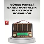 Fta Ticaret Taşınabilir Hoparlör Güneş Panelli Bluetooth USB Sd Fm Am Sw Radyo - Ahşap