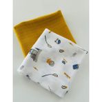 Ftbabycollection %100 Pamuk 2’limüslin Bebek Battaniye Seti Oeko-Tex Sertifikalı Müslin örtü 80 x 90 cm - 80 x 90 cm