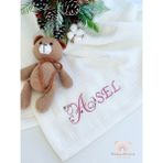 Ftbabycollection %100 Pamuk 4 Katlı Müslin Kişiselleştirilebilir Isim Nakışlı Bebek BATTANIYESI 100X110 CM - 100 x 110 cm