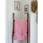 Ftbabycollection Çift Taraflı Kişiye Özel Isim Nakışlı Waffle Pike & Müslin Bebek Battaniyesi 90X100 CM Çilek - 90 x 100 cm