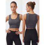 Ftilli Spor Crop Büstiyer - XL - Füme
