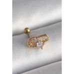 Ftt 316L Çelik Gold Renk Zirkon Taşlı Toplu İğne Tragus Piercing