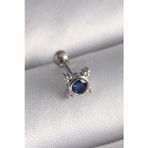 Ftt 316L Çelik Gümüş Renk Mavi Zirkon Taşlı Tragus Piercing