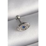 Ftt 316L Çelik Gümüş Renk Zirkon Taşlı Göz Tragus Piercing