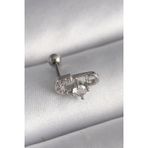 Ftt 316L Çelik Gümüş Renk Zirkon Taşlı Toplu İğne Tragus Piercing