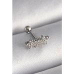 Ftt 316L Çelik Gümüş Renk Zirkon Taşlı Yonca Tragus Piercing