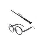 FTT SHOPPING MARKET Harry Potter Asası 30 Cm Ve Siyah Çerçeveli Harry Potter Gözlüğü Seti
