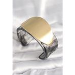 Ftt Siyah Mermer Desen Akrilik Plastik Gold Oval Plaka Model Vintage Kadın Bilezik