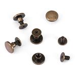 FTVOGUE 20 adet Metal Perçin Düz Başlı Bakır Pirinç Vidalar Somun Çiviler Perçinler Deri Kapak Aksesuarları Kaban Başlıkları Çanta Dekorasyonu (5 mm)