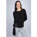 Ftz Women 20-570 Siyah Kadın Önü İncili Bluz