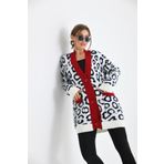 Ftz Women 20001 Ekru Leopar Detaylı Kadın Hırka