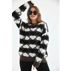 Ftz Women 20028 Kahve Kadın Kalp Desenli Bluz