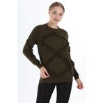 Ftz Women 21-1102 Haki Önü Püsküllü Kadın Triko