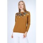 Ftz Women 21-1111 Safran Pul Detaylı Kadın Triko