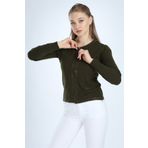 Ftz Women 21-1113 Haki Taş Detay Kadın Hırka