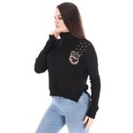 Ftz Women 21-1305 Siyah Zımba Taş Detay Kadın Triko