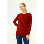 Ftz Women 21-1314 Kiremit Ön Püskül Detaylı Kadın Kazak