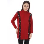 Ftz Women 21-1328 Kırmızı Pul Payet Şerit Detay Kadın Triko
