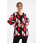 Ftz Women 21-6357 Siyah Üçgen Desen Kadın Hırka