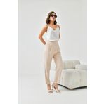 Ftz Women Beige 30744 Kadın Lastikli Pleli Dar Paça Pantolon