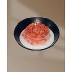 Fu-Glowis Büyük Boy El Yapımı Gül Desenli Kokulu Mum – Pudra | 23X9 cm | Doğal Soya Wax Katmanlı - Kırmızı