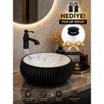 FUALORA Banyo Seramik Çanak Lavabo 40*40*12 cm Pop Up Hediyeli - Siyah