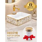 FUALORA Banyo Seramik Çanak Lavabo 48*37*13 cm Pop Up Sifon Dahil