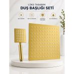 FUALORA Gold Tepe Duş Başlığı ve El Duşu Paslanmaz Çelik