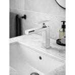 FUALORA Gümüş Kare Model Pirinç Lavabo Bataryası
