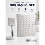 FUALORA Gümüş Tepe Duş Başlığı ve El Duşu Paslanmaz Çelik