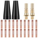 FUBESK 24 Adet MIG Kaynak Kiti Akı Çekirdek Gazsız Nozul 0.8/0.9mm Pirinç Kaynak İpuçları, 2 Havasız Nozul, 2 Pirinç Bağlantı Çubuğu, 10 0.8mm Kaynak İpuçları ve 10 0.9mm Kaynak İpuçları içerir
