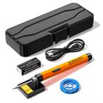 FUBESK Dijital havya seti,Ayarlanabilir sıcaklık kontrolü ile taşınabilir USB şarj edilebilir havya,Elektrik havya kalem tamir için (turuncu)