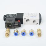 FUBESK Elektrikli Pnömatik Solenoid Valf 4V210-08 DC 12V Solenoid Pnömatik Valf 5 Port 2 Pozisyon ve Konnektör Susturucu