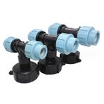 FUBESK IBC Tank Adaptör Konnektörü, S60x6 Adaptör Mdpe Su Borusu Ek Parçaları Tee Çıkışı 20 Mm/32 mm/25 mm Yakıt Deposu Kapağı Aksesuarları için Uygun, Dayanıklı Plastik, Korozyona Dayanıklı (Tee